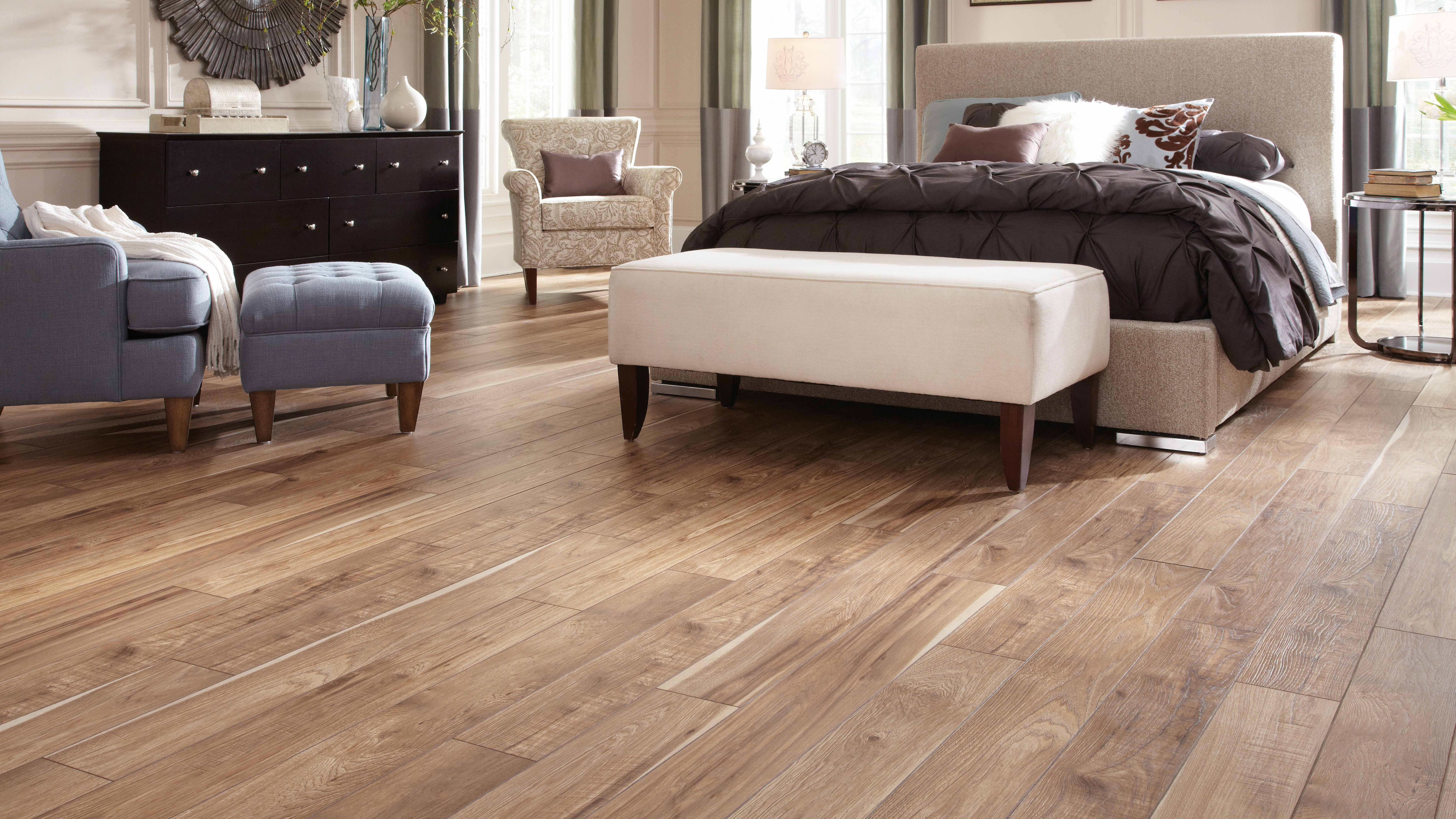 Laminate wood flooring in a bedroom