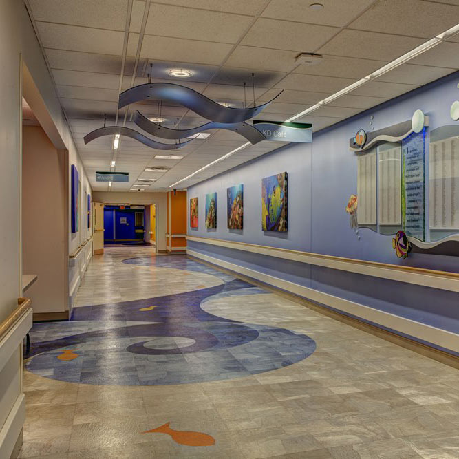Colorful ocean design hospital interior