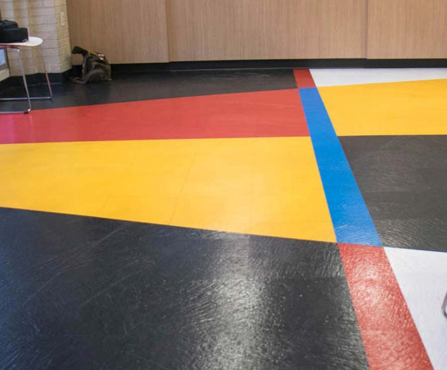 Closeup of multicolored commercial flooring
