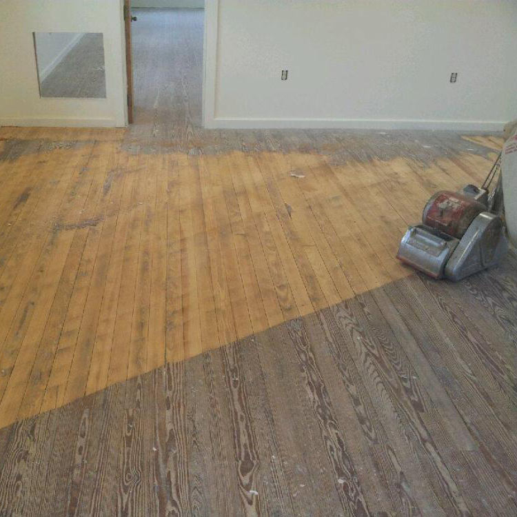 Hardwood refinishing large open space