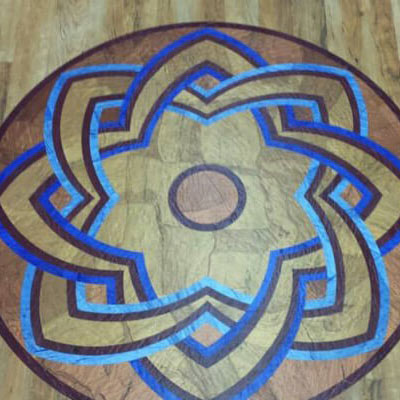 Commercial wood floor with pattern design for church